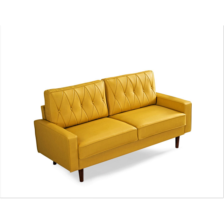 Yellow faux store leather sofa